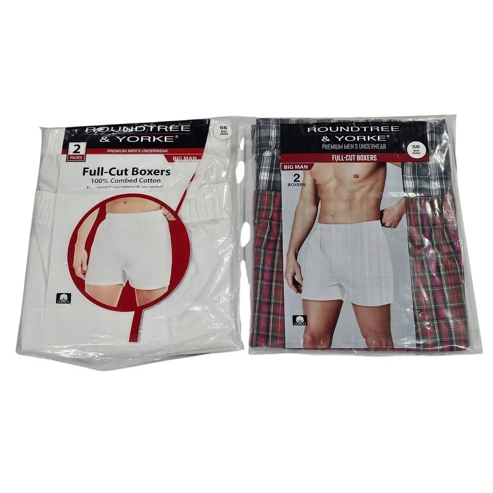 Lot of 2 Boxers Size 56 Big‎ Man Roundtree & Yorke (4 Pairs) Full-Cut Underwear